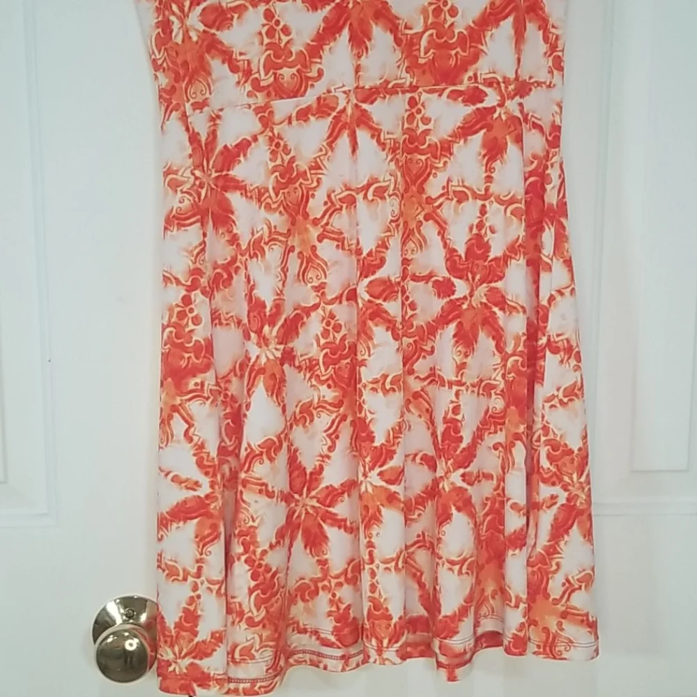 Michael kors white and orange print dress small